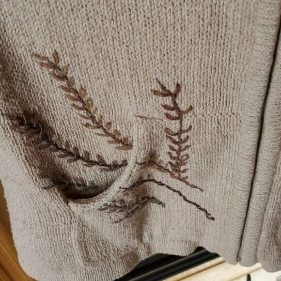 Woolrich Sz. M Embroidered Fall Wheat Zippered Collared Winter Vest with Pockets - Picture 4 of 7